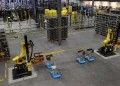 Interior of an Amazon Robotics innovation hub, highlighting automation strategy and workforce restructuring